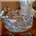 G13. Crystal ashtray with bird decoration. 